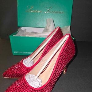 ✨ Lauren Lorraine Red Crystal Pumps Size 6.5 – New With Box